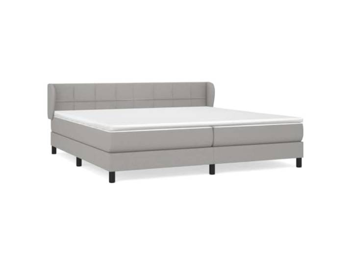 Makastle Boxspringbett mit Matratze Hellgrau 200x200 cm Polyester-Stoffbezug