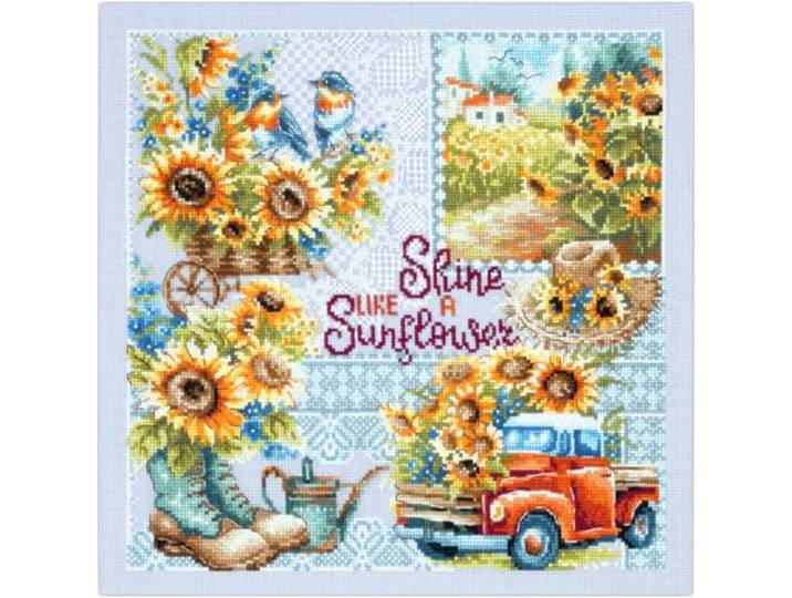 Magic Needle kruissteek borduurpakket Straal als een zonnebloem! , geteld patroon, 26x26cm