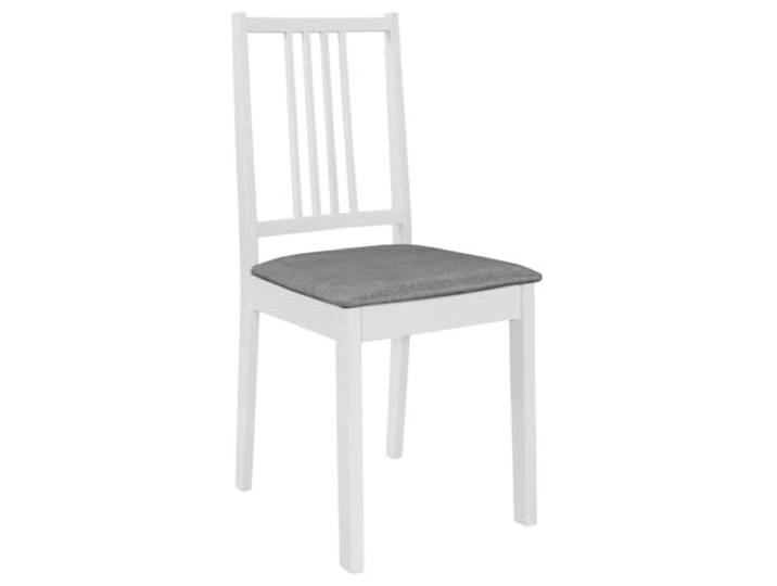 NKOPPFG Esszimmerstühle mit Polstern 4 STK. Weiß Massivholz Klassische Holzstruktur, Rückenlehne, Polster, bis 110 kg pro Sitzplatz, einfache Endmontage