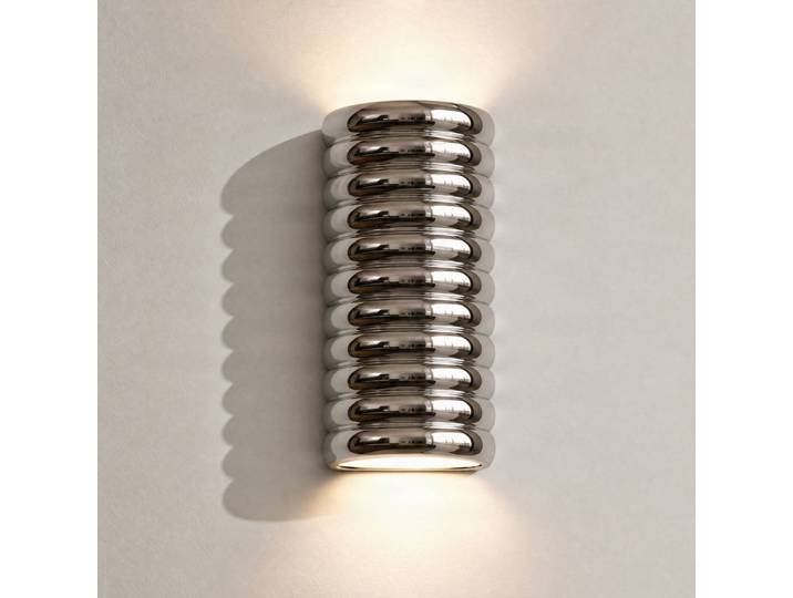 Wandleuchte Riff Lucande, dimmbar, chrom / silber, für Flurbereich, Keramik, Design