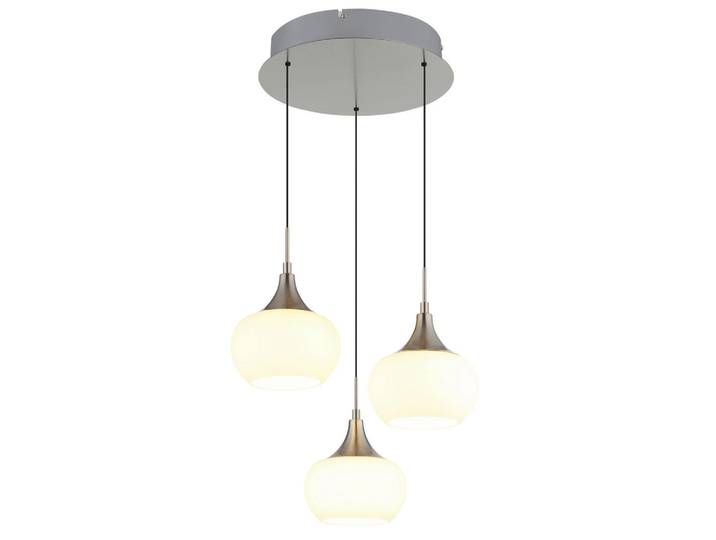 Globo Hängeleuchte Lui, Opal, Schwarz, Nickelfarben, Metall, Kunststoff, Glas, rund, 150 cm, CE, höhenverstellbar, Lampen & Leuchten, Innenbeleuchtung, Hängeleuchten, Pendelleuchten