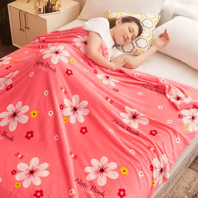 Inspire Curations Floral Coral Fleece Summer Blanket zhanfang 200x230cm