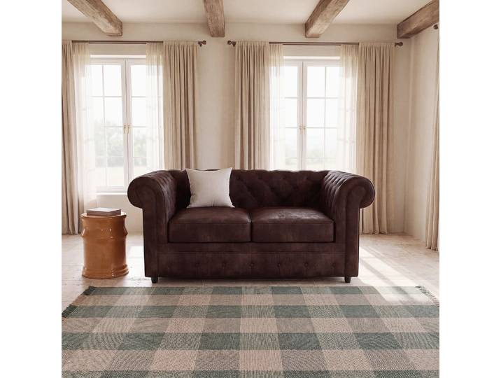 Braunes, gestepptes 2-Sitzer-Sofa