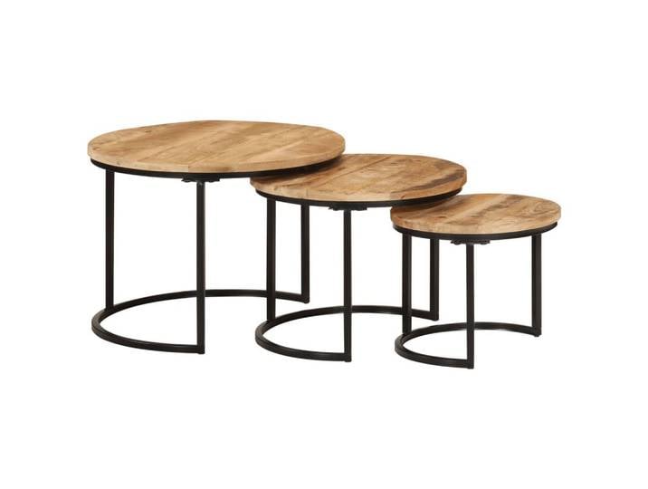 vidaXL Couchtisch vidaXL Satztische 3 Stk. Raues Massivholz Mango