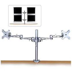 Lindy Dual Clamp on long bracket (Tisch, 20", 6 kg), Monitor Halterung, Silber