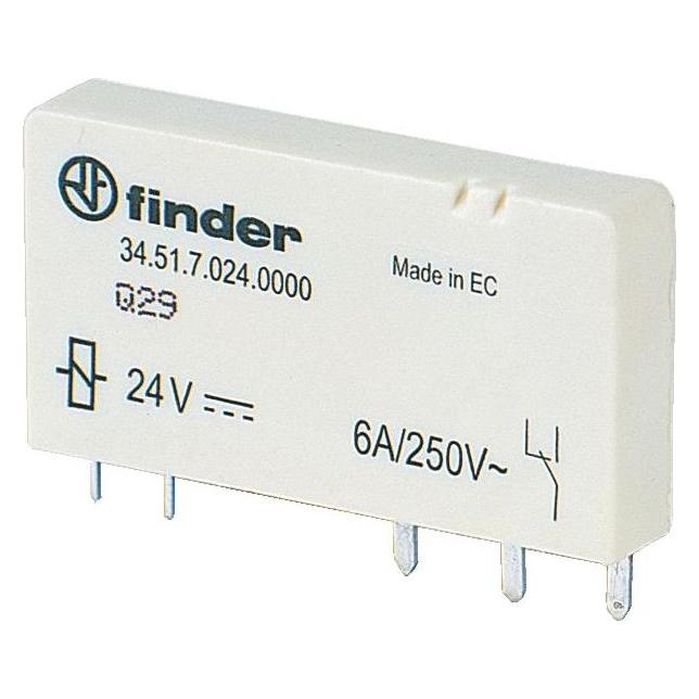 Finder Relais 1P 6A 24V DC AgNi+Au Kontakt (34.51.7.024.5010) (345170245010)