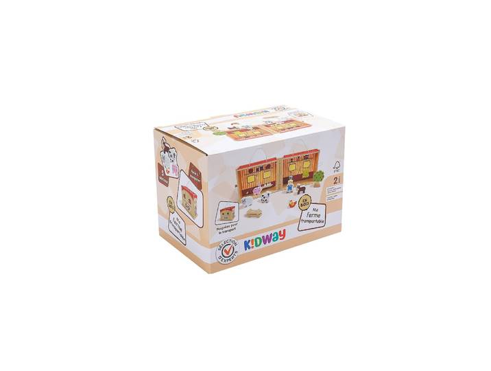 KIDWAY - Ma ferme transportable en bois - Eveil 1er âge - 2 ans et +
