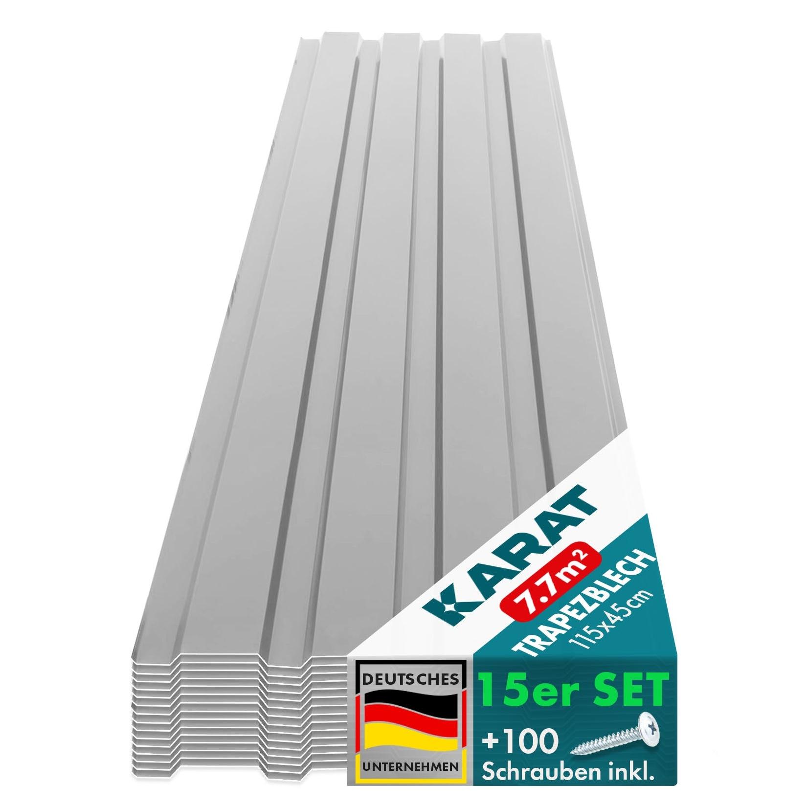 Karat homeliving Trapezblech Wand- & Dachverkleidung Profilblech Hellgrau 15 Stück