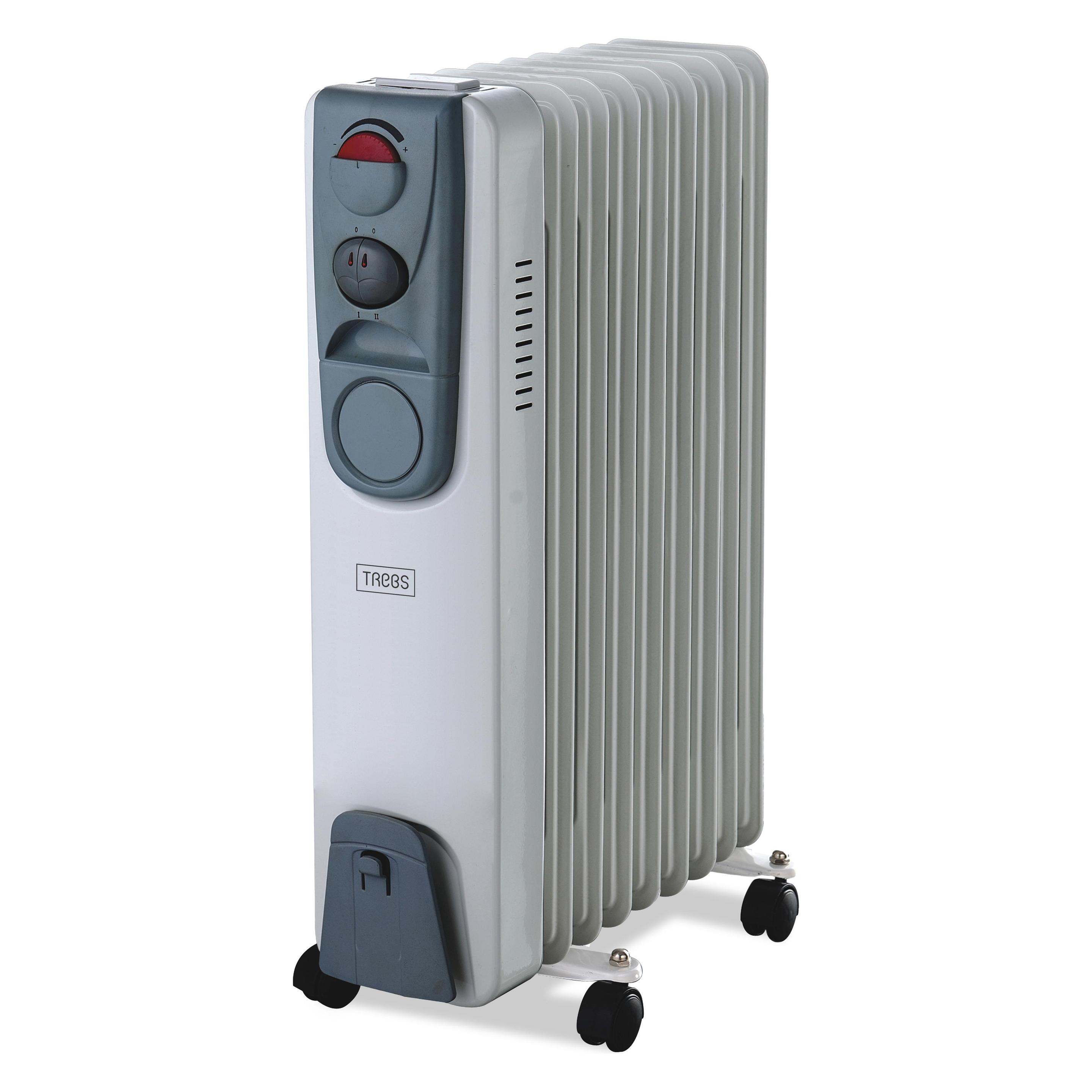 Trebs 99405 - Mobiele Oliegevulde kachel met Wielen - Wit (2000 W) (99405)