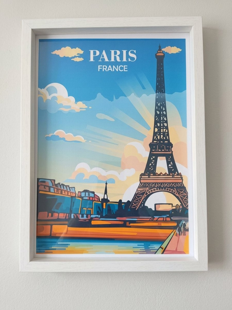 Schilderij Eiffeltoren Parijs Wanddecoratie met Fotolijst