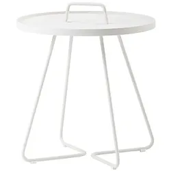 Beistelltische On-the-move Cane-line weiss weiß, Designer Christina Strand, Niels Hvass, 44x54x44 cm