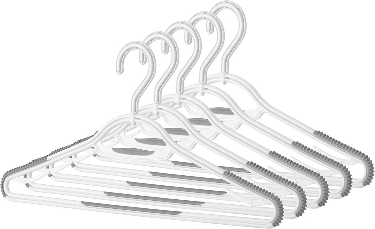Whitmor Slim Sure-Grip Pendants met draaibare haak, set van 5, wit