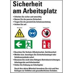 König Werbeanlagen Dreifke® Schild I Aushang Sicherheit am Arbeitsplatz, Kunststoff, 500x700mm, ASR A1.3, DIN EN ISO 7010