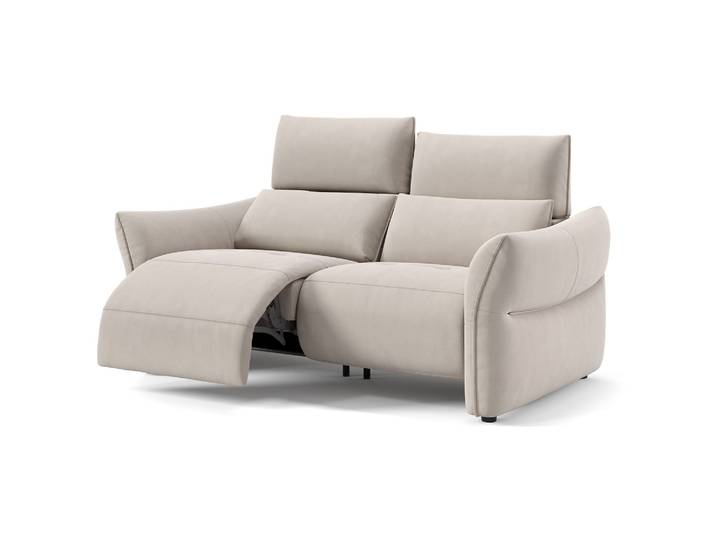 Stoff Sofa PERUGIA 2-Sitzer Elektrische Relaxgarnitur Funktionscouch Couch