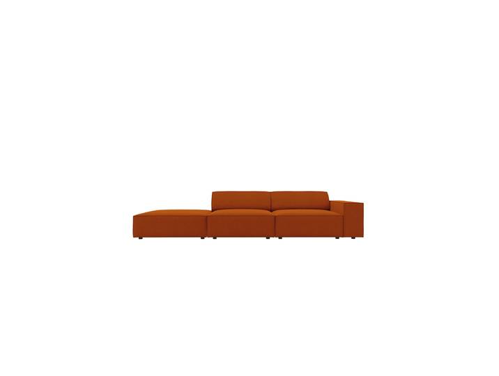 3-Sitzer Design Sofa „Jodie“ mit Ottomane Strukturstoff Terracotta Chosen by Bloomingloft