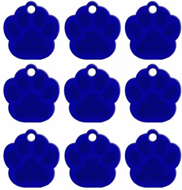 Inspire Picks 20PCS Paw Shape Pet ID Tags Personalized Aluminum Name Tags For Dogs & Cats blue 35x34x1 Mm