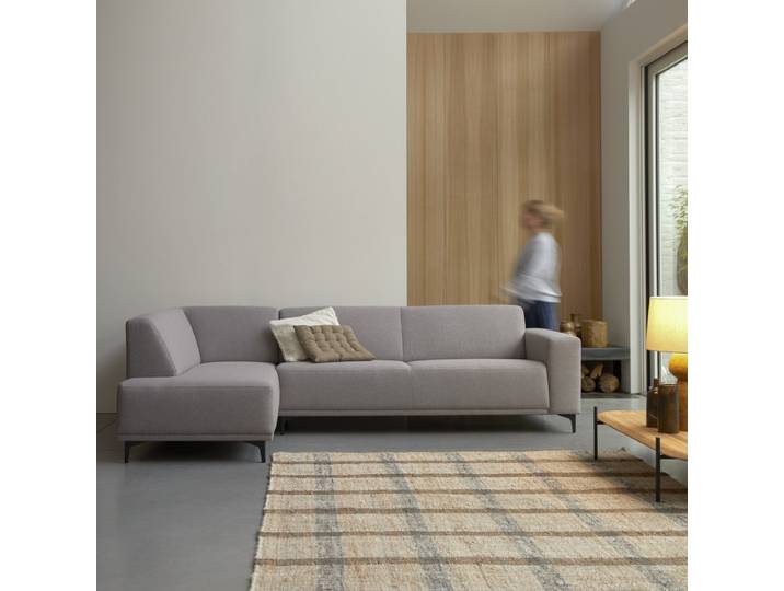 Ecksofa mit Eckelement links und taupegrauem Stoffbezug 295 x 185 cm ,5-Sitzer - Grau