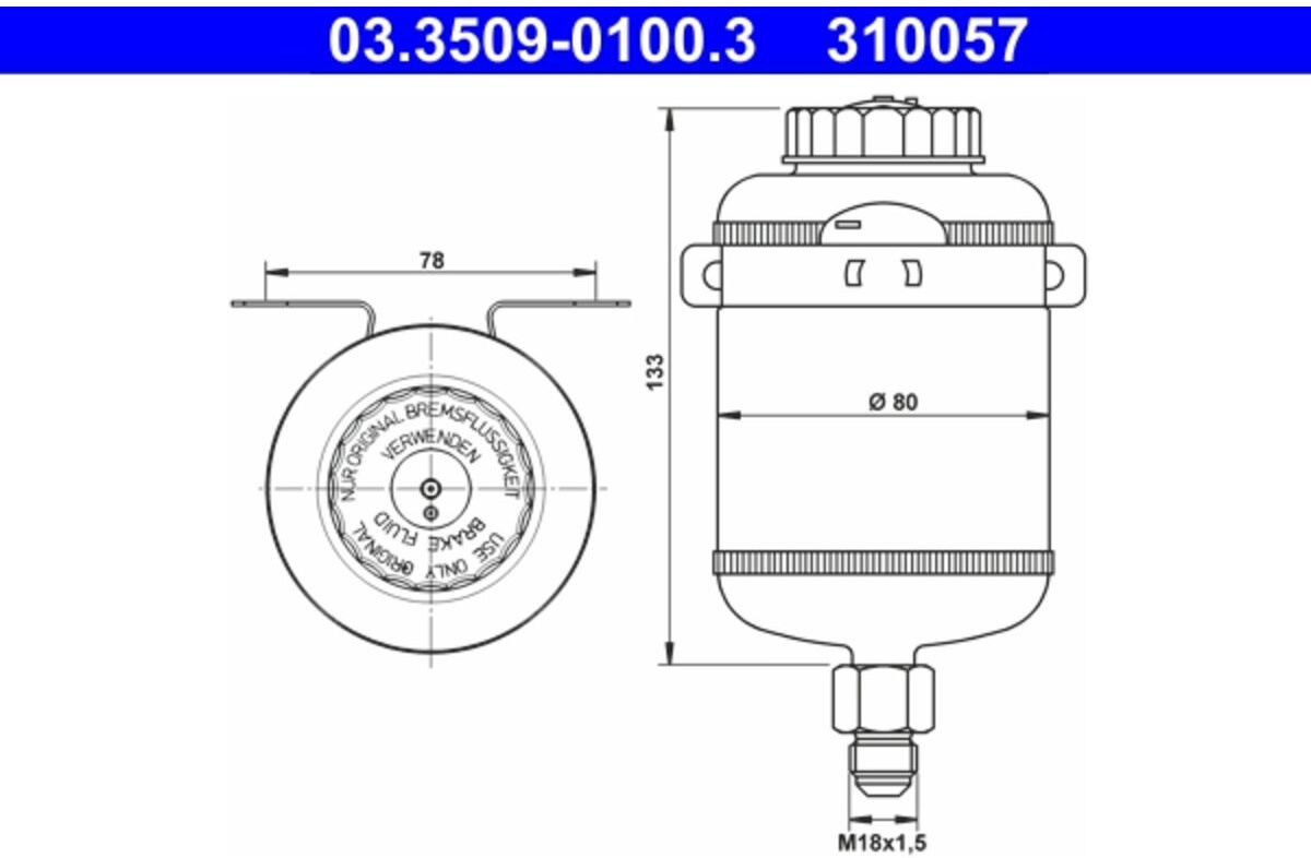 Ausgleichsbehälter, Bremsflüssigkeit ATE 03.3509-0100.3