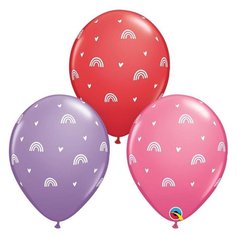 GoDan Ballon mit Boho Rainbows & Hearts-Aufdruck, 28 cm, 25 Stück (25x) (58221732)
