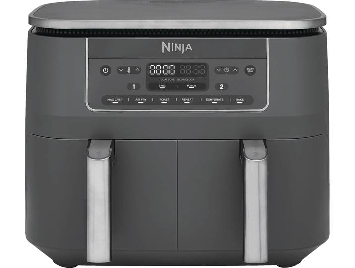 NINJA Heißluftfritteuse 6-in-1 Dual Zone Air Fryer 7,6L DZ300EU , grau, B:38cm H:31,5cm T:37cm, Fritteusen, Heißluftfritteuse