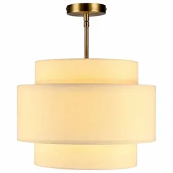Relaxdays Deckenlampe mit 3-stufigem Leinenschirm Creme,Gold