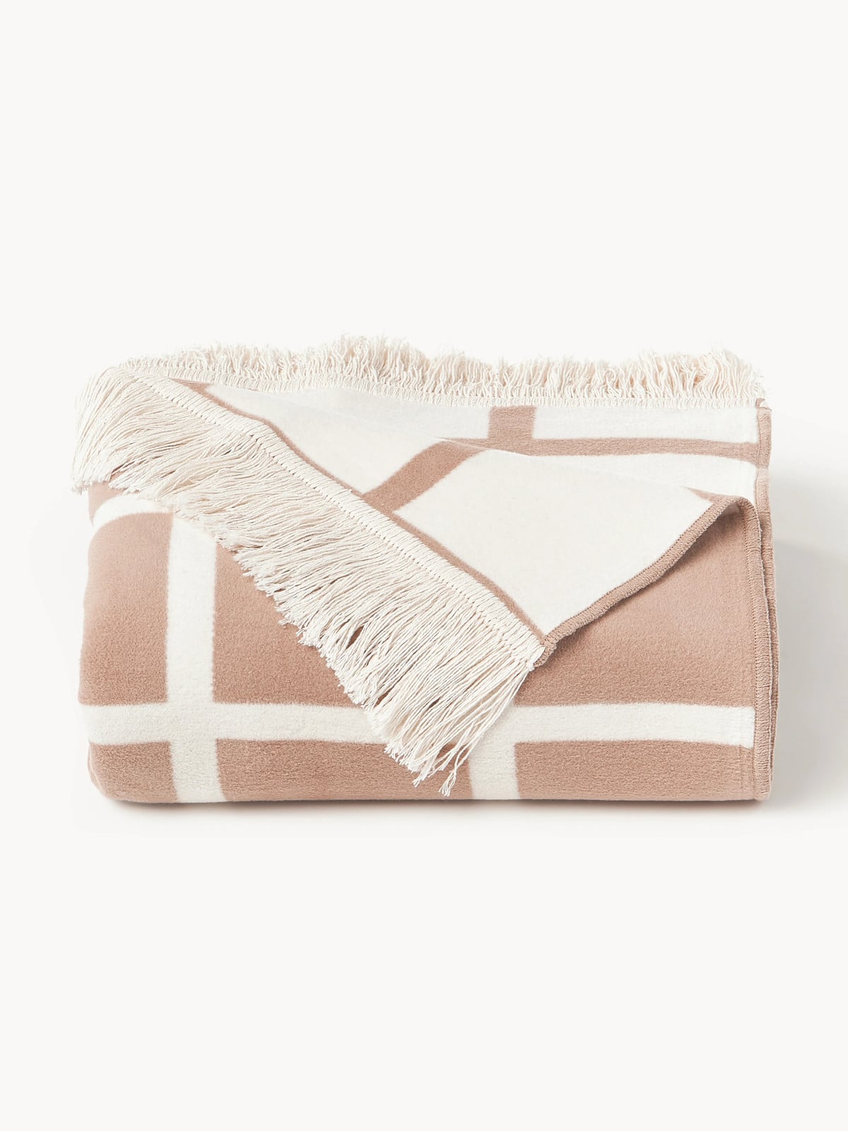 Westwing Collection Geruite omkeerbare plaid Edison met franjes