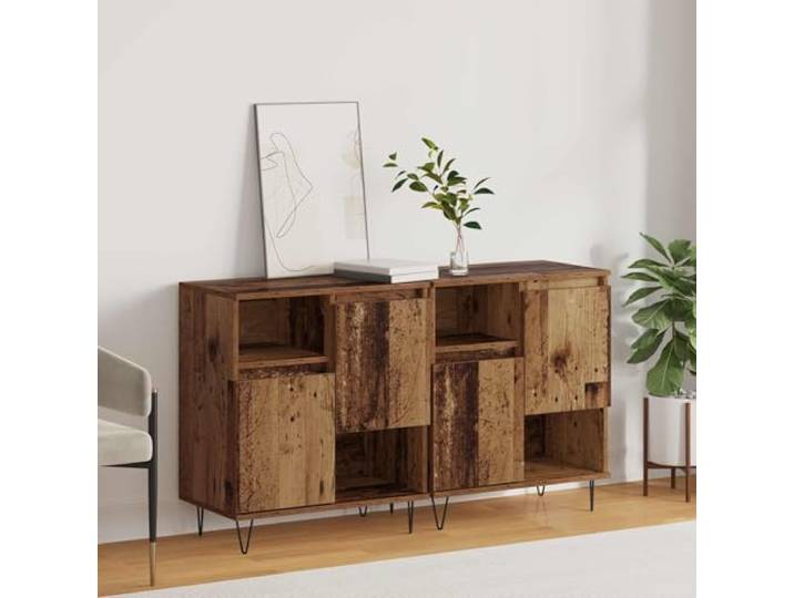 RJPLMFV Anrichte, 2 Stück, Antikholz, 60 x 35 x 70 cm Langlebiges Aufbewahrungsmöbel, technisches Holz, leicht zu reinigende Oberfläche, geräumige Fächer, modernes Interieur