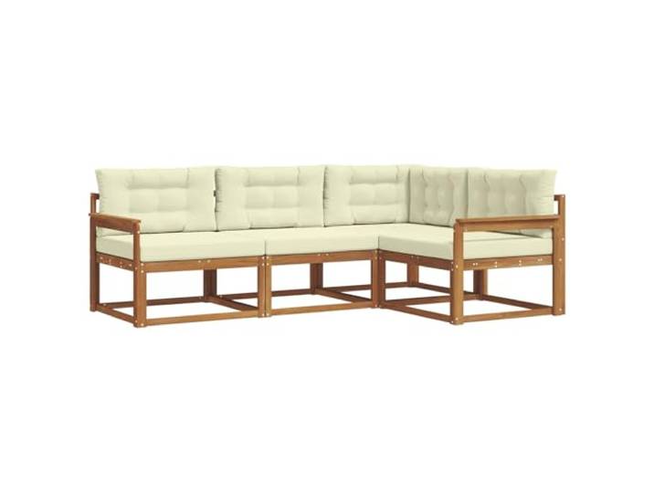 PUGYNBK Sofaset für den Außenbereich, 4-teilig, Akazienholz Modularer flexibler Lattenrost, bequeme Armlehnen, einfache Wartung