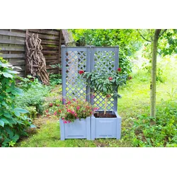 KHW Pflanzkasten klein mit Spalier 43 cm, grau - 2er Set