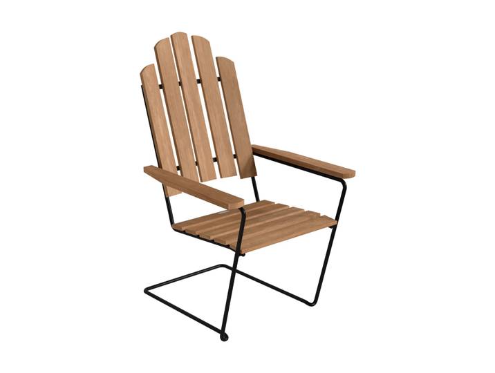 Grythyttan Stålmöbler Chaise longue A3 Teck et acier noir