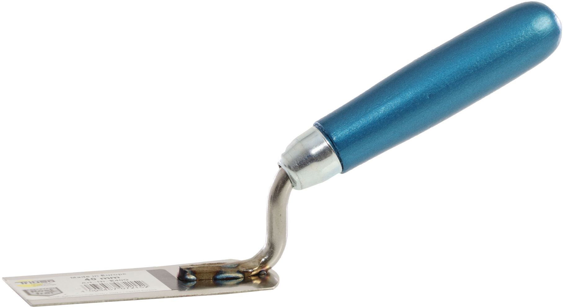 TRIUSO Gipserspachtel aus Edelstahl mit blauem Holzgriff, Blattbreite 40 mm