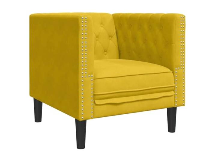 Todiikf Chesterfield Sessel Gelb Samt Polstersessel Relaxsessel Komfortabler Fernsehsessel aus Samt mit Massivholzbeinen für Wohnzimmer und Schlafzimmer