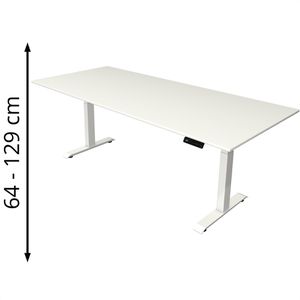Kerkmann Schreibtisch Move 4, weiß / weiß, elektrisch höhenverstellbar, 225 x 64-129 x 100 cm