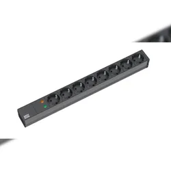 Bachmann 19"-Steckdosenleiste ALU 1HE ÜSS, 8-fach, schwarz 2,0m, ohne Schalter