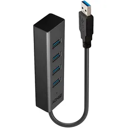 Lindy 43324 Schnittstellen-Hub USB 3.2 Gen 1 (3.1 Gen 1) Type-A 5000 Mbit/s Schwarz