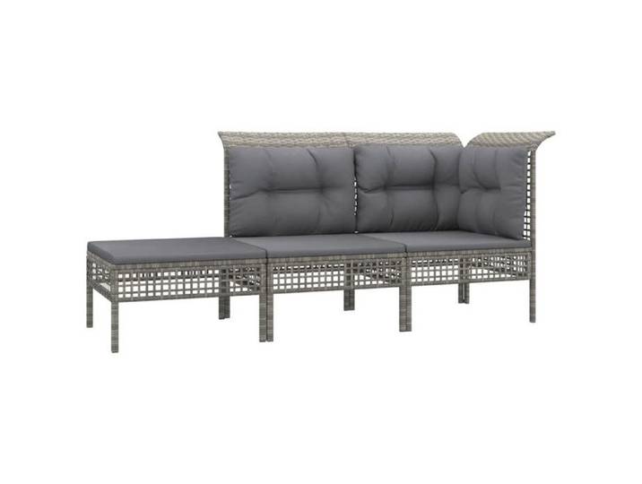 “Winter Sale TOP meuble d'extérieur arrière-cour terrasse Gris - Salon de jardin 3 pcs avec coussins Gris Résine tressée PRO33278