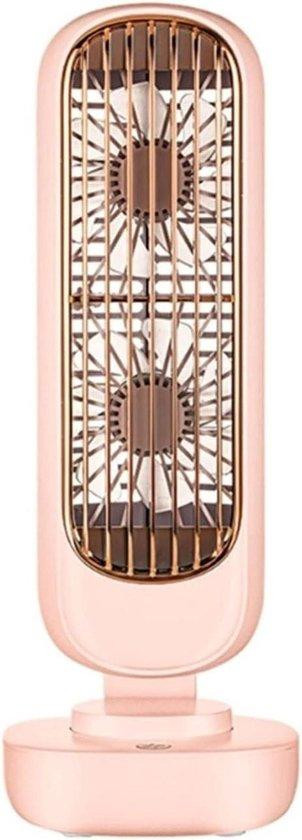 Staande ventilator met dubbele bladkoeler en stille borstelmotor in het roze, Hoogte: 25.5 cm