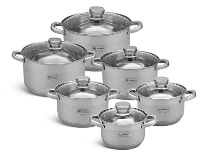 EDENBERG 12-teilig Induktion Kochtopfset Edelstahl Für Induktion