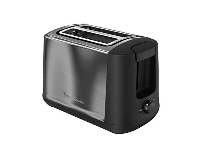Moulinex Subito Select LT3408 Broodrooster met twee vakken, roestvrij staal, automatische centrering, grootte variabele vakken, elektronische bediening, zilver, LT3408