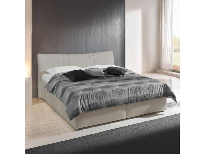 Polsterbett Venetien Kunstleder mit Bettkasten 180x200 cm Hellgrau klassischer Stil