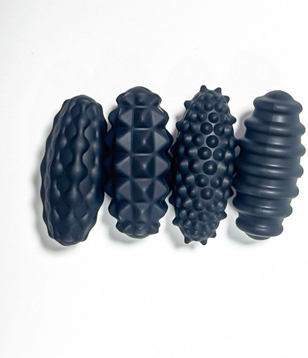 INF Silikon magnetische Sensorikbälle (4er-Pack) — Elliptischer taktiler Fidget für Stressabbau und leises Spielen am Schwarz