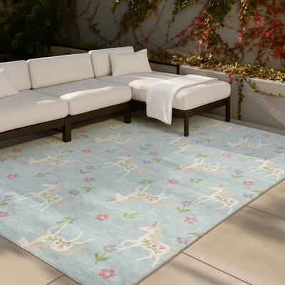 Addison Rugs Machine Washable Indoor/ Outdoor Kids Unicorn Chantille Rug