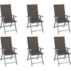 vidaXL 6x Akazienholz Massiv Gartenstuhl Verstellbar mit Auflagen Stuhl Hochlehner Holzstuhl Stühle Gartenstühle Gartensessel Outdoor Gartenmöbel