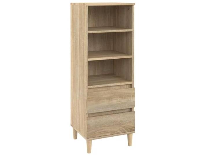 HGFDVCMR Highboard Sonoma-Eiche 40x36x110 cm Kommode Schlanker Beistellschrank für Wohnzimmer und Schlafzimmer mit 3 offenen Fächern, 2 Schubladen und stabilen Holzfüßen.