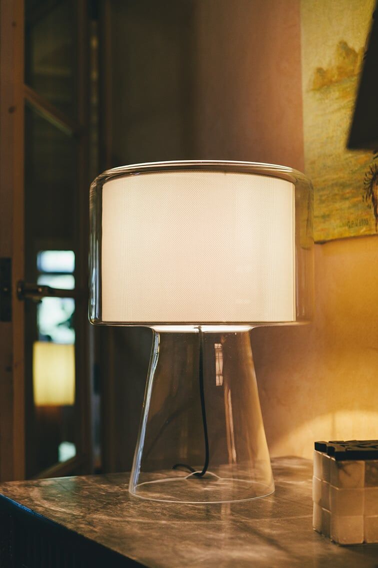 Marset Mercer Tischleuchte (Ø 38cm, Baumwolle plissiert) Ø 38cm   Baumwolle plissiert