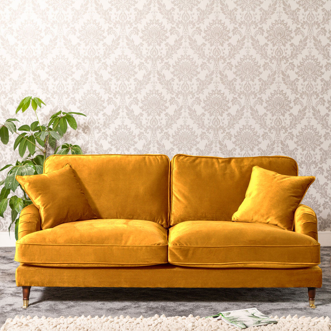Hykkon Fabiola Velvet Sofa Mustard 4