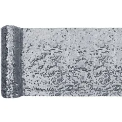 Tischläufer silber aus Pailletten 3 m x 19 cm