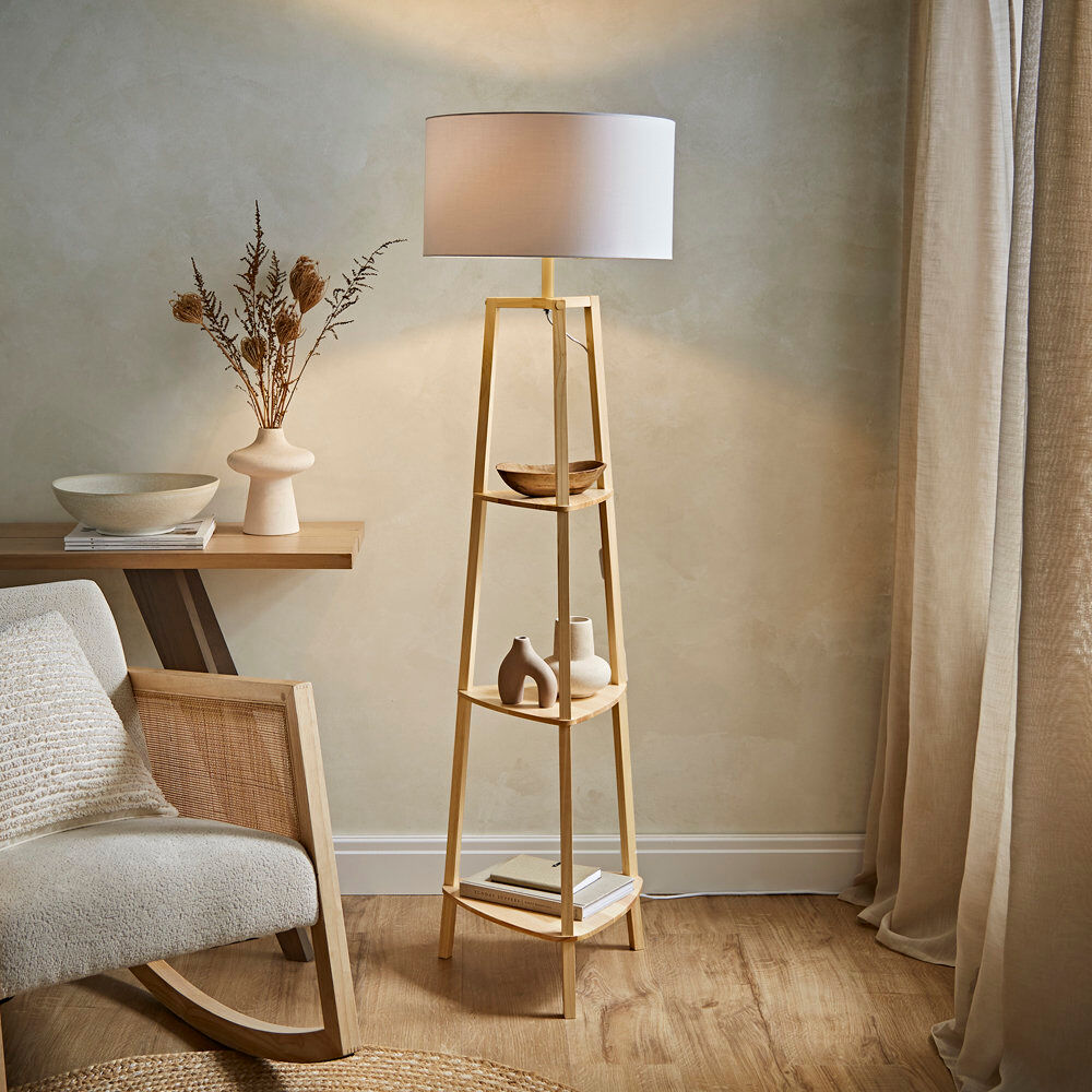 Latitude Run Aidrian 155cm Tripod Floor Lamp Brown/White 155cm H X 39cm W X 39cm D