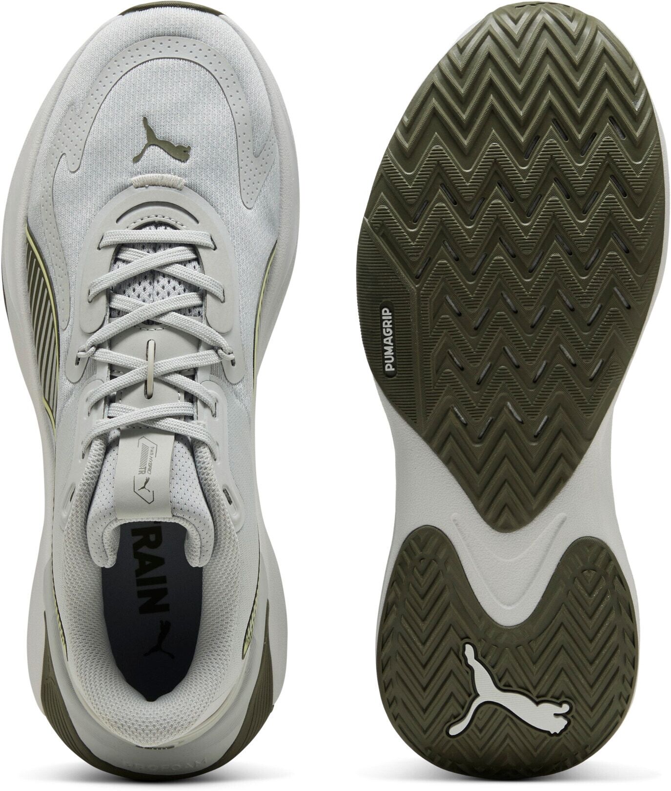 Trainingsschuh PUMA "PWR HYBRID TR", Gr. 42, Textil, weiss (cool light gray, feather gray, loden grün, apple spritz), Schuhe Trainingsschuh, mit ProFoam-Dämpfung und PWRTAPE für Hybrid Training cool light gray, feather gray, loden grün, apple spritz 42, T