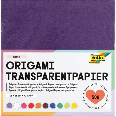 Folia Transparentpapier-Faltblätter 42g/m², 15x15cm, 500 Blatt, farbig sortiert